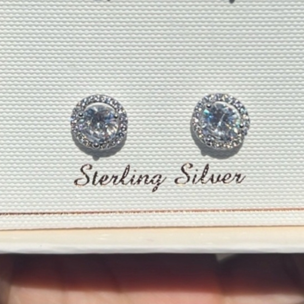 Stella Rose London 925 Sterling Silver CZ Stud Earrings